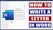 How to write a letter in Word | Microsoft Word Tutorial