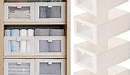 Linen Closet Organizers And Storage, 4 Pack Closet Storage Bins Linen Closet Baskets for Closet Organization Foldable Closet Organizer Bins with Clear Window For Organizing Clothing, Jeans, Shelves