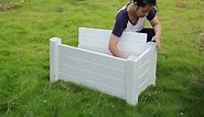 Gardenised White Vinyl Traditional Fence Design Garden Bed Elevated Screwless Raised Planter Box QI003740.B