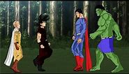 Saitama " Goku VS Hulk , Superman " DC , MARVEL Heros VS anime Dragon ball , one punch man Heros