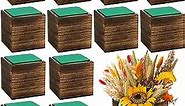Dandat 12 Set Wood Cube Planter Box Square Wood Vase Rustic Cube Planter Box with Removable Plastic Liner Floral Foam Blocks for Centerpieces Home Wedding Garden Decor, Country Style (4 x 4 x 4)