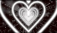 White Heart Background 🤍 Heart tunnel background | Neon Heart Background Video | Animated Background