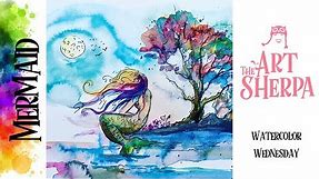 Mermaid Beginners step by step How to paint with watercolor The Art Sherpa | TheArtSherpa
