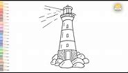 Lighthouse drawing outline easy | How to draw Lighthouse step by step easy | Outline drawings