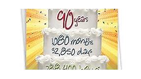 NobleWorks - 90th Milestone Happy Birthday Card - Funny Card for 90 Year Old, Senior Citizen Humor - Year Time Count 90 C9096MBG
