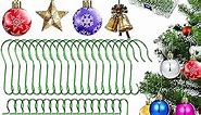 200 Pieces Christmas Ornament Hooks Bulk 1.6 Inch Metal Xmas Tree Ornament Hangers C and S Shaped Ornament Hooks with Storage Box for Christmas Tree Ornaments Hanging Decorations (Green)