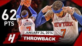 Carmelo Anthony NEW MSG Record Full Highlights vs Bobcats 2014.01.24 - UNREAL 62 Points, CAREER-HIGH