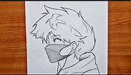 How to draw Anime Wearing Mask | Anime Boy step by step | easy tutorial