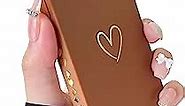 SmoBea Compatible with iPhone SE 2022 Case, iPhone SE 2020 Case, iPhone 7/8 Case Luxury Gold Heart Pattern Soft Silicone Shockproof Case for Women Girls Side Cute Heart Pattern Slim Case - Brown
