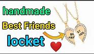 Best friends heart locket/Friendship day craft | Best friends locket/How to make heart broken locket