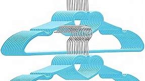 ZRKFSR Plastic Hangers 20 Pack, Blue Shirt Hangers Clothes Hanger Ultra Thin Space Saving - Heart Shaped Hangers 360 Degree Swivel Hook, Strong & Durable Adult Coat Hangers for Dress, Shirts, Coats