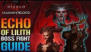 Diablo 4: "Echo Of Lilith" Easy BOSS FIGHT Strategy Guide! How To Defeat Her TODAY (Season Of Blood)