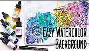 Easy Watercolour Rainbow background And Flower Art