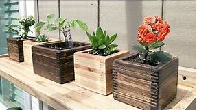 Making Small Planters from Scrap Wood【木工】碎木製作小花盆