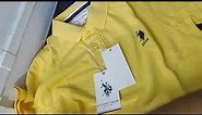 US Polo Association Men's Solid Regular Fit Polo | Yellow T-shirt | Unbox Anything