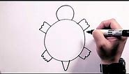 How to Draw Sea Turtle - Draw Easy | Freehand Easy-to-Follow Drawings