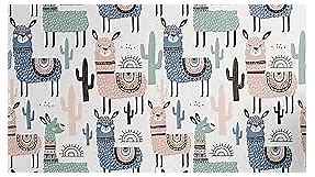Ambesonne Llama Peel & Stick Wallpaper for Home, Cartoon Style Hand Drawn South American Animals Alpacas and Llamas Design, Self-Adhesive Living Room Kitchen Accent, 13" x 36", Blush Blue