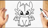 How To Draw a Cute Baby Dragon Step by step : Easy Drawing