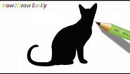 How to Draw a Cat Sitting Silhouette | Easy Step by Step Drawing