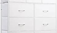 WLIVE 9-Drawer Dresser, Fabric Storage Tower for Bedroom, Hallway, Closet, Tall Chest Organizer Unit for Bedroom with Fabric Bins, Steel Frame, Wood Top, Easy Pull Handle, White