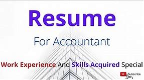 How To Write A Resume For Accountant | Resume For Freshers and Experienced