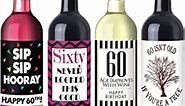 Chic 60th Birthday Wine Label Pack - Birthday Party Supplies, Ideas and Decorations - Funny Birthday Gifts for Women