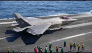 The Dangerous Process of Launching Advanced Stealth Fighter Jet from US Aircraft Carrier