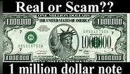 One million dollars Banknote. Real or Scam? ||Fake 1 million USD note with Authenticity letter USA