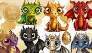 Cute Little Dragons Clipart Set