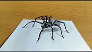 How to Draw 3D spider | how to draw 3D spider on paper | pencil sketch spider.