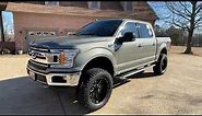 2019 FORD F150 XLT CREW CAB 4X4 5.0L V8 LIFTED JACKED UP SILVER SPRUCE USED FOR SALE REVIEW