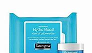 Neutrogena Hydro Boost Hydrating Facial Cleansing Makeup Remover Wipes, Hyaluronic Acid, Twin Pack, 2 x 25 ct, & Hydro Boost Hydrating Gel-Cream Face Moisturizer, Hyaluronic Acid, 1.7 oz