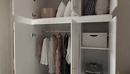 FUFU&GAGA White 6-Door Big Wardrobe Armoires with Hanging Rod, 4-Drawers, Storage Shelves 93.7 in. H x 47.2 in. W x 20.6 in. D KF250022-0123