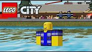 A man has fallen into the river in Roblox City (Lego City)