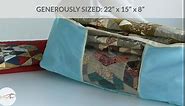 Madam Sew Large Quilt Storage Bag with 2-Way Zipper & See-Through Front Panel,Store and Protect Quilts, Blankets, Clothes & Fabrics,2 Handles for Easy Carrying & Moving,22”x15”x8”,Periwinkle