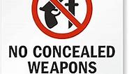 SmartSign Plastic Sign, Legend "Notice: No Concealed Weapons Allowed on Property" with Graphic, 10" high x 7" wide, Black/Blue/Red on White