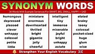 English Synonym Words For SMART, BIG, SMALL, HAPPY + SAD | Strengthen Your English Vocabulary