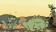 Very funny two frogs fly eating competition cartoon