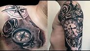 50 Cool Pocket Watch and Compass Tattoos for Men 2018 & 2019