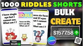 Bulk Create 1000 Funny Riddles Shorts In 10 Mins Using Canva & Chat GPT.