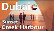 Dubai Creek Harbour Beautiful Sunset Walking Tour 4K🇦🇪