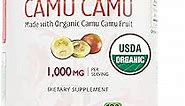 Organic Vitamin C from Camu Camu Capsules 1,000mg, Packed with Natural VIT C, Raw Antioxidants - Immune Support Supplement & Anti-Aging for Skin - Powder Organic, Vegan, Non-GMO (120 Count)