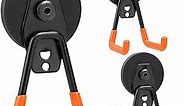 Homde 3 Packs Strong Magnetic Hooks Heavy Duty Garage Hooks Double Hooks Design, Industrial Hooks for Hanging, Large Utility Magnetic Hanger for Toolbox, Hammer, Garden Tools, Drills,Orange