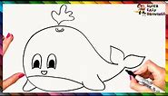 How To Draw A Whale Step By Step 🐳 Whale Drawing Easy
