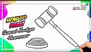 How to draw Gavel Judge Hammer Easy