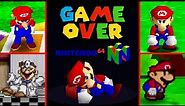 All Mario Nintendo 64 GAME OVER Screens