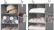 StorageWorks 6-Shelf Jumbo Hanging Closet Organizers, Two 3-Shelf Separable Closet Hanging Shelves, Gray, Canvas, 13" D x 15" W x 48 ¼"H