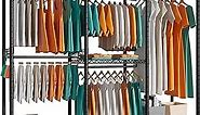 Heavy Duty Clothes Rack,Wire Garment Rack for Hanging Clothes,Multi-Functional Bedroom Clothing Rack with 5 Hanger Rod,7 Shelves,2 Side Hooks,Extra Wide 86"W X18”D X77”H, Max Load 1500LBS,Black