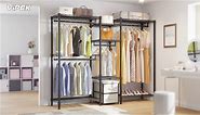 VIPEK L4 Garment Rack L Shaped Clothes Rack for Corner, Freestanding Portable Wardrobe Closet Heavy Duty Clothing Rack with 3 Hanging Rods & 2 Side Hooks, 43.3"Lx29.1"Wx76.4"H, Max Load 810LBS, Black