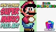 How to Draw Super Mario from Super Mario World - 16-Bit Mario Pixel Art Drawing Tutorial